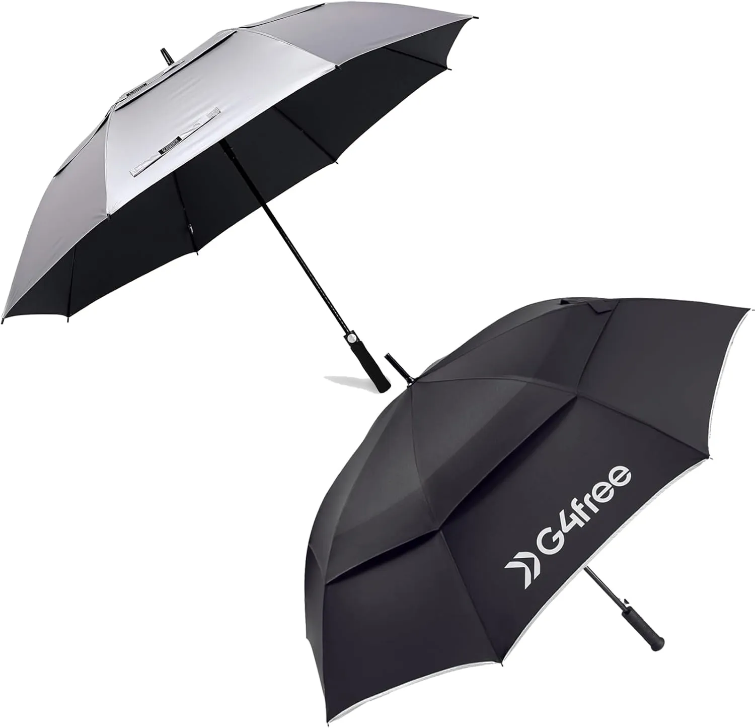 G4Free 68 Inch UV Protection Golf Umbrella  Lightweight Large 62 Inch Carbon Fiber Oversize Double Canopy Vented with Reflective Stripe Umbrella Windproof Waterproof Automatic Open Stick Umbrella