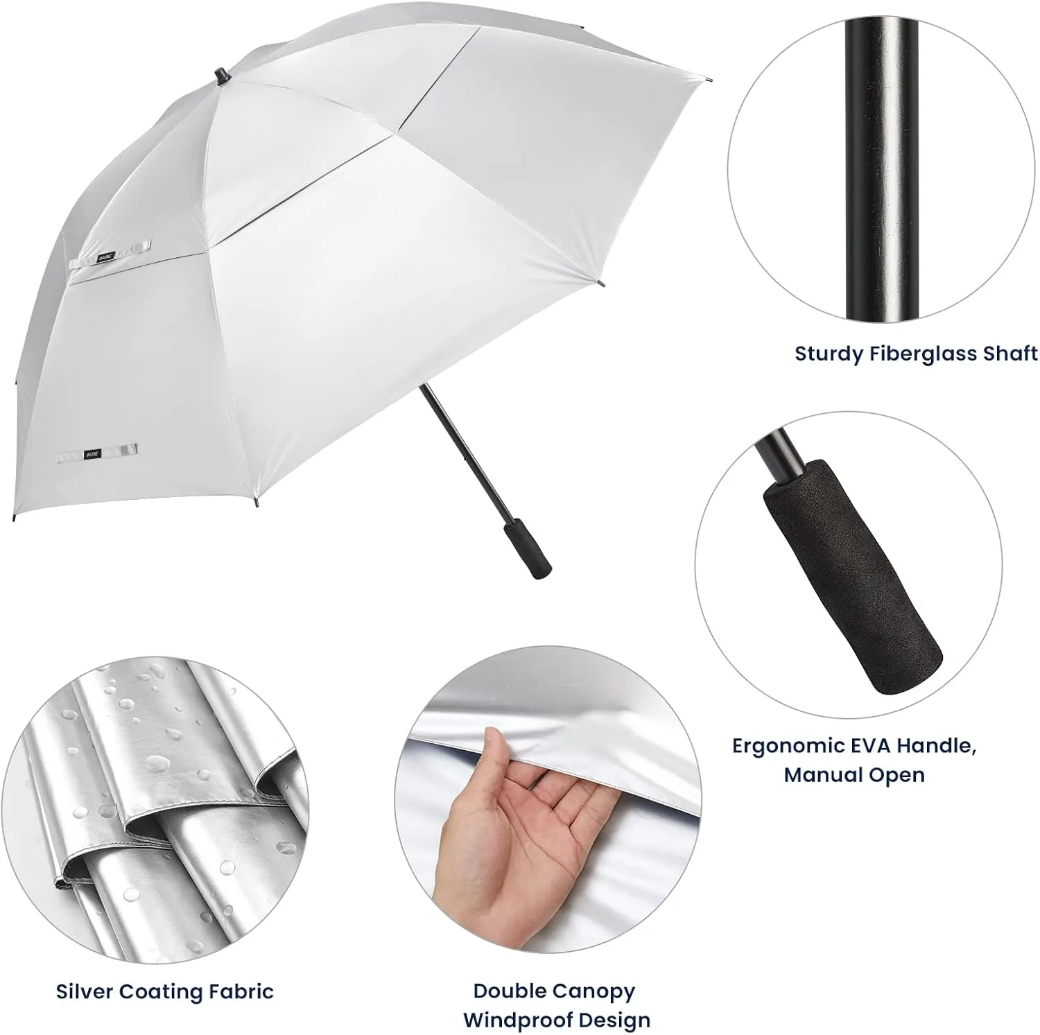 G4Free 80 Inch Huge Large Oversize Golf Umbrella Double Canopy Vented Windproof Stick Umbrellas, 6.6 Ft Heavy Duty for Outdoor Doorman Family