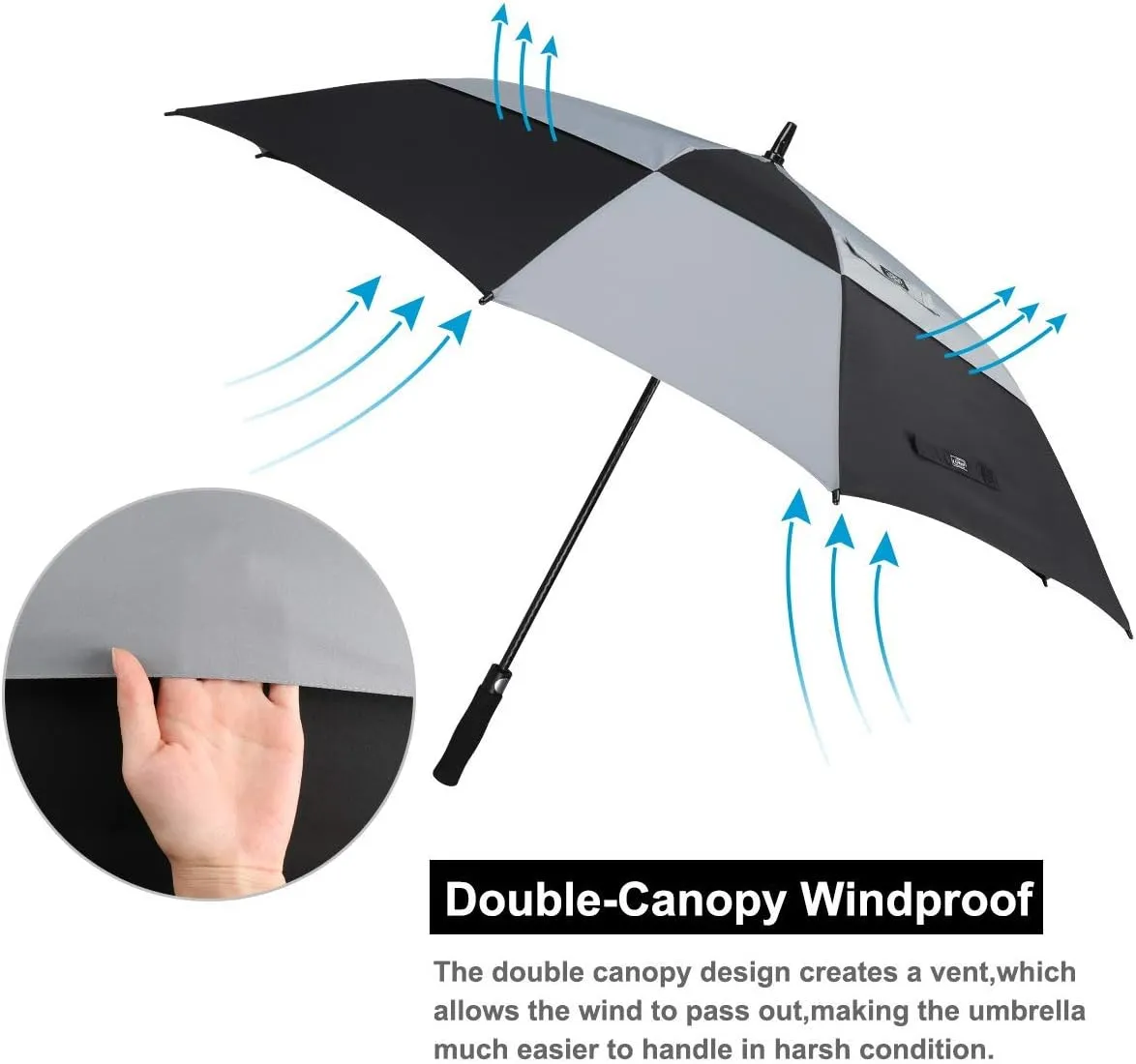 G4Free Extra Large Golf Umbrella 62/68 inch Square Vented Windproof Auto Open Double Canopy Oversized Stick Umbrella