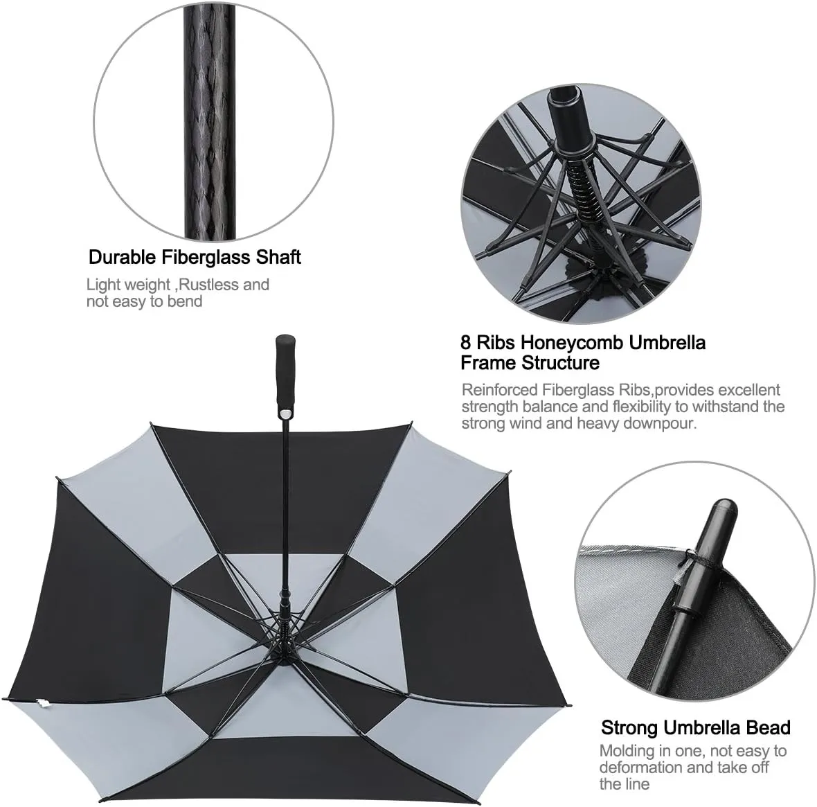 G4Free Extra Large Golf Umbrella 62/68 inch Square Vented Windproof Auto Open Double Canopy Oversized Stick Umbrella