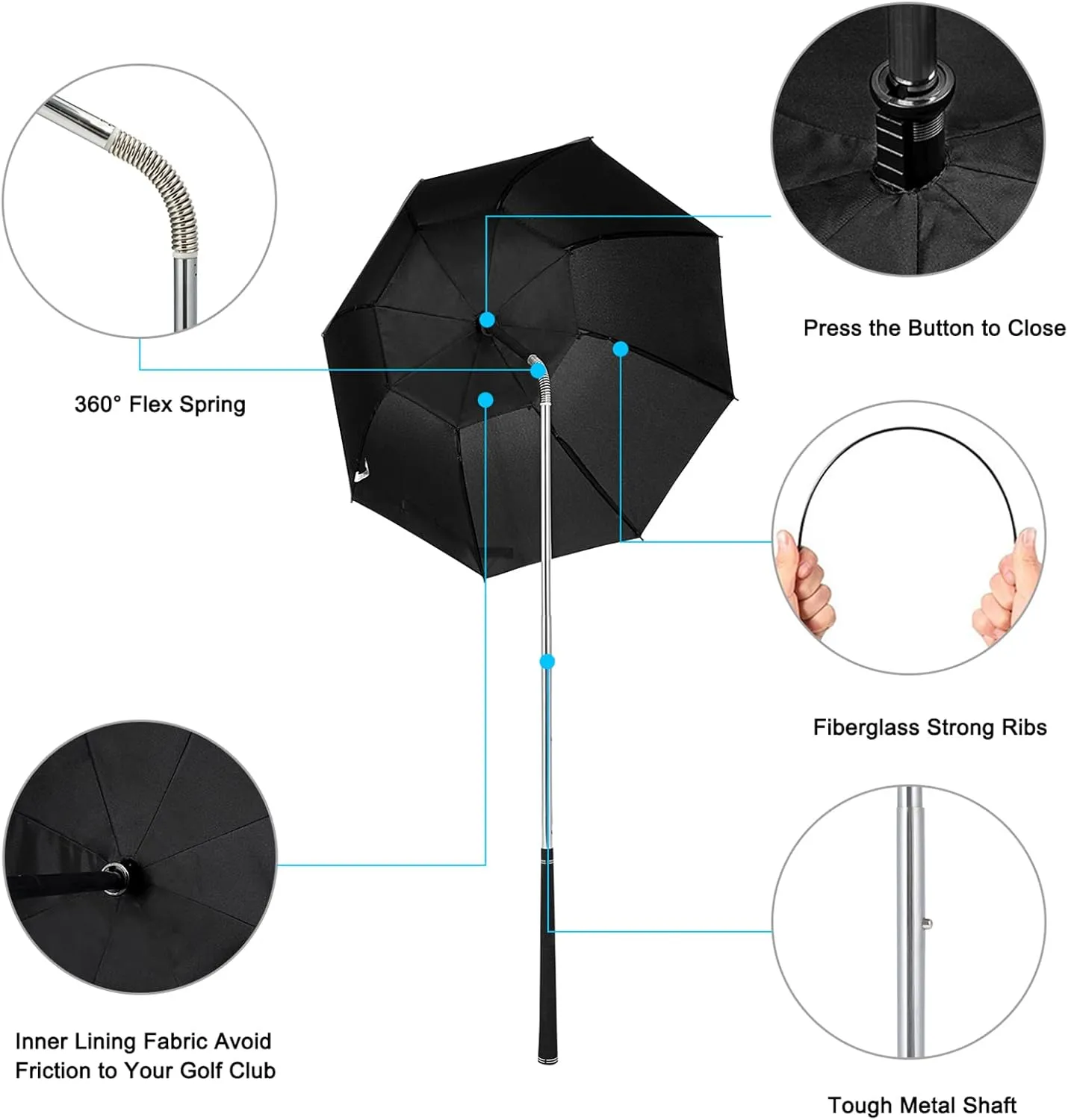 G4Free Golf Bag Umbrella for Club Protection Flex Umbrella