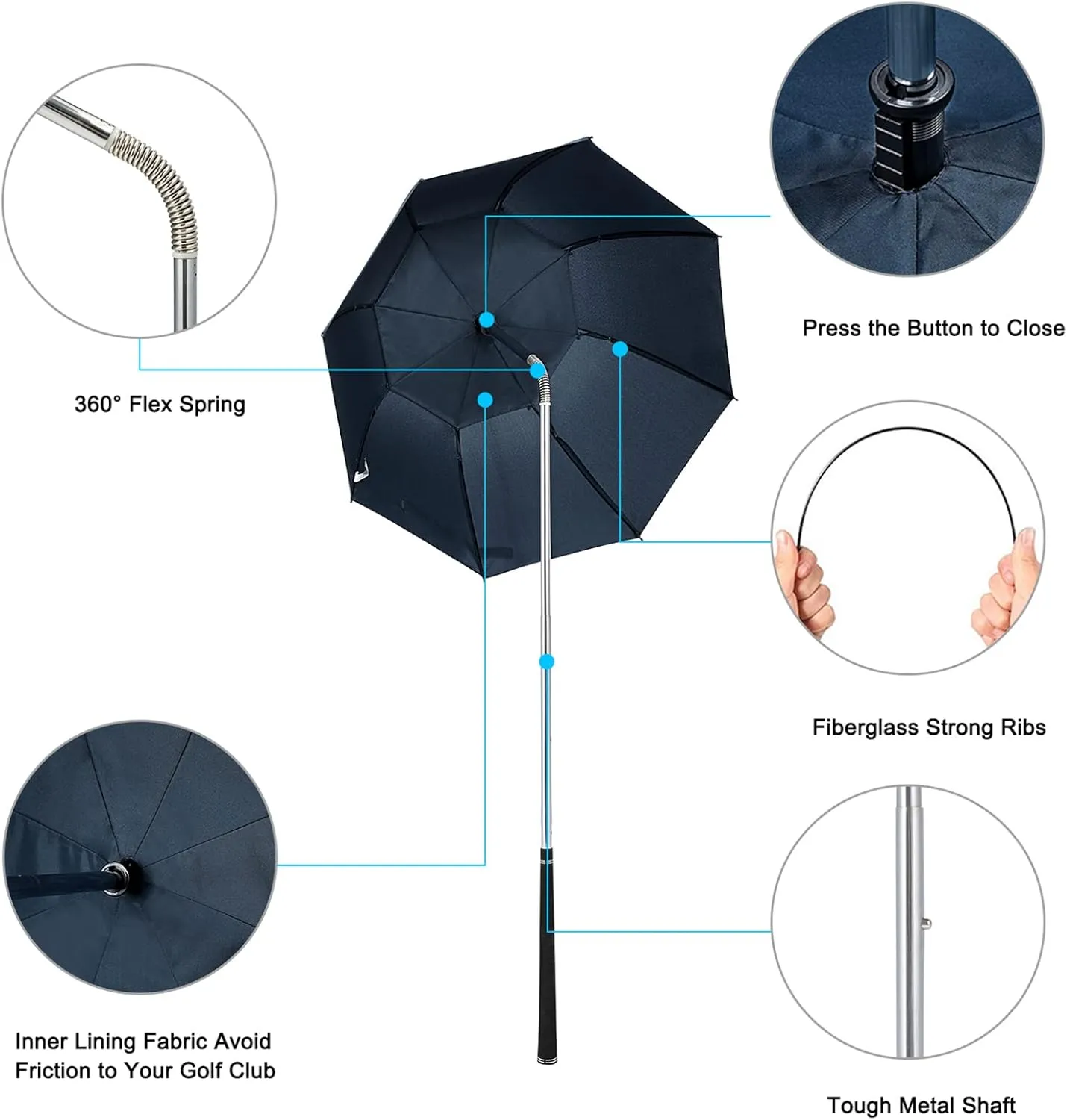 G4Free Golf Bag Umbrella for Club Protection Flex Umbrella