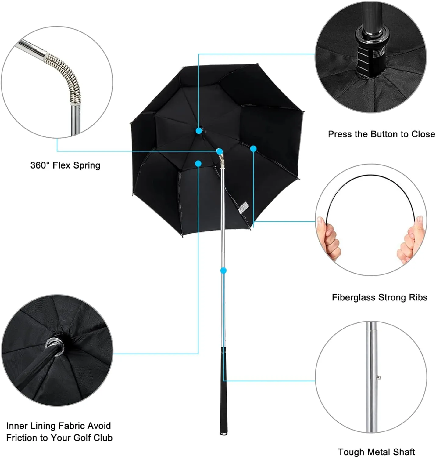G4Free Golf Bag Umbrella for Club Protection Flex Umbrella