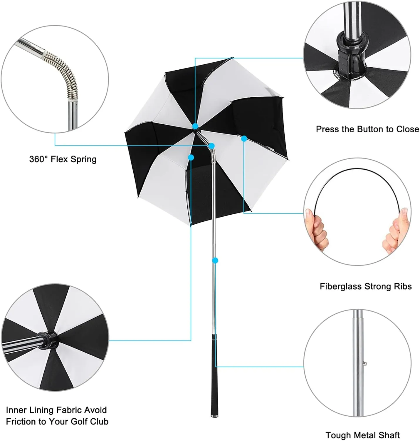 G4Free Golf Bag Umbrella for Club Protection Flex Umbrella