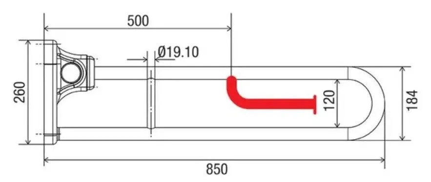 GalvinAssist® Fold Down SS Grab Rail with Fixed Toilet Roll Holder (LH)