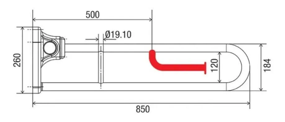 GalvinAssist® Fold Down SS Grab Rail with Fixed Toilet Roll Holder (RH)