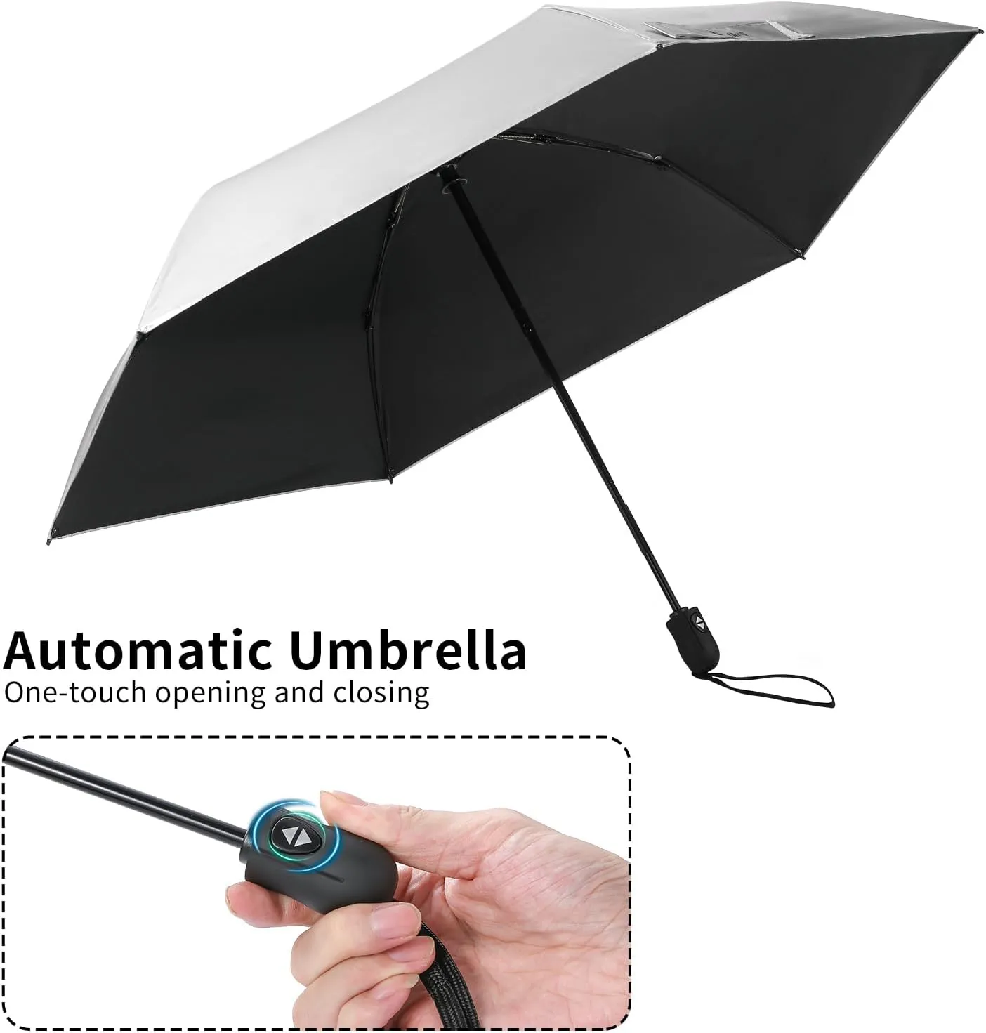 GAOYAING Compact Automatic Travel Umbrella with Case, Mini Small Folding Sun UV, Pocket Purse Umbrella