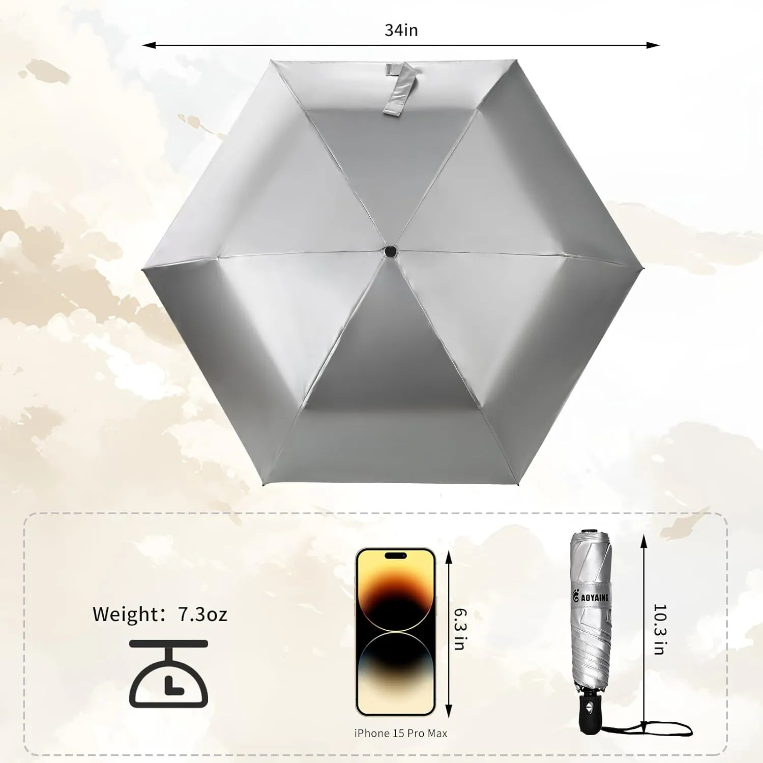 GAOYAING Compact Automatic Travel Umbrella with Case, Mini Small Folding Sun UV, Pocket Purse Umbrella