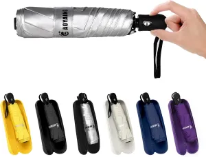 GAOYAING Compact Automatic Travel Umbrella with Case, Mini Small Folding Sun UV, Pocket Purse Umbrella