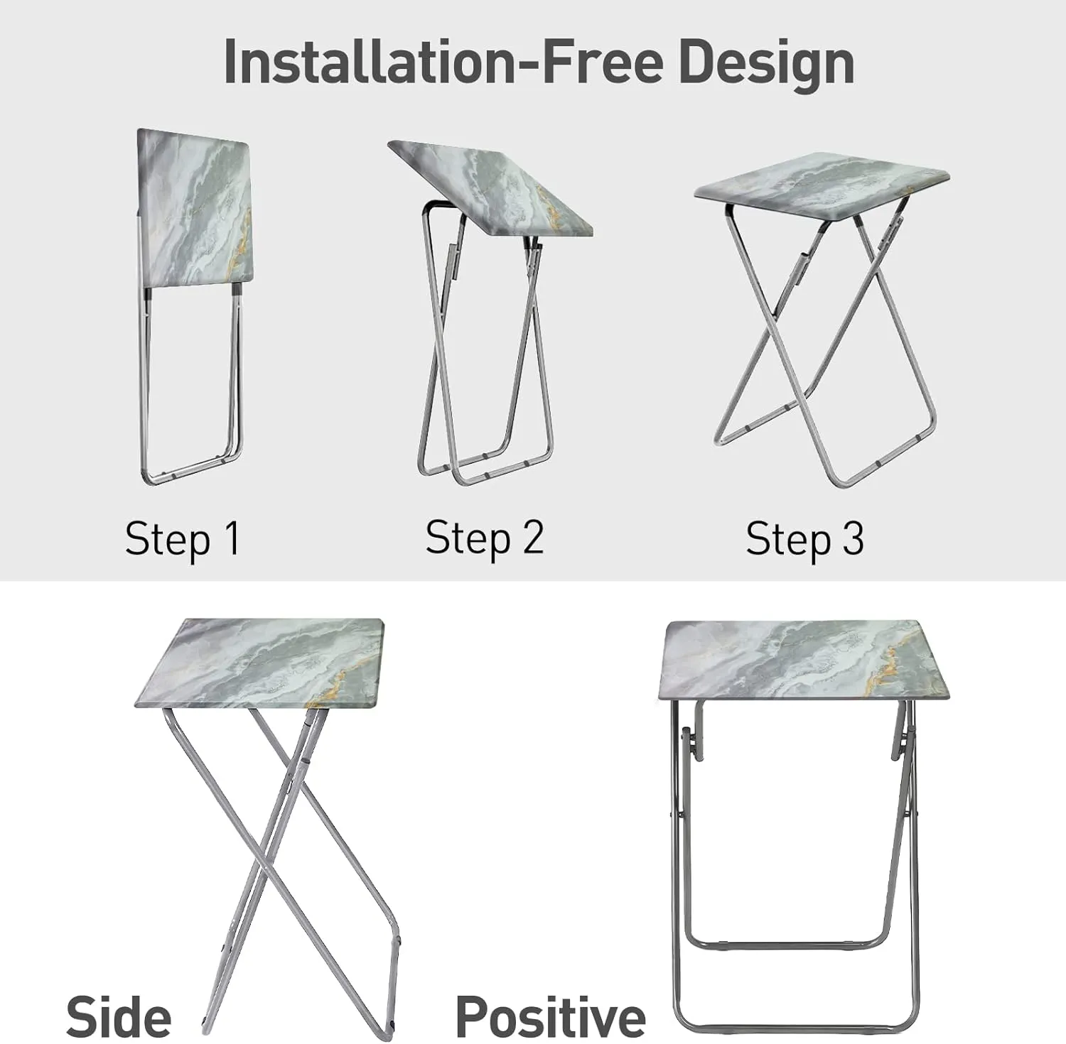 Garden 4 you Portable Folding TV Tray Dinner Snack Trays Table Portable Foldable Table Small Sofa Bedside Tables with Light Weight, 15 x 18.9 x 26 in(Smoky Grey,1PC)