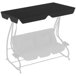 Garden Swing Canopy Replacement 3 Seater, Waterproof Garden Swing Seat Canopy Cover, Windproof Anti-UV Sun Shade (Canopy Only) for Patio, Balcony, Black