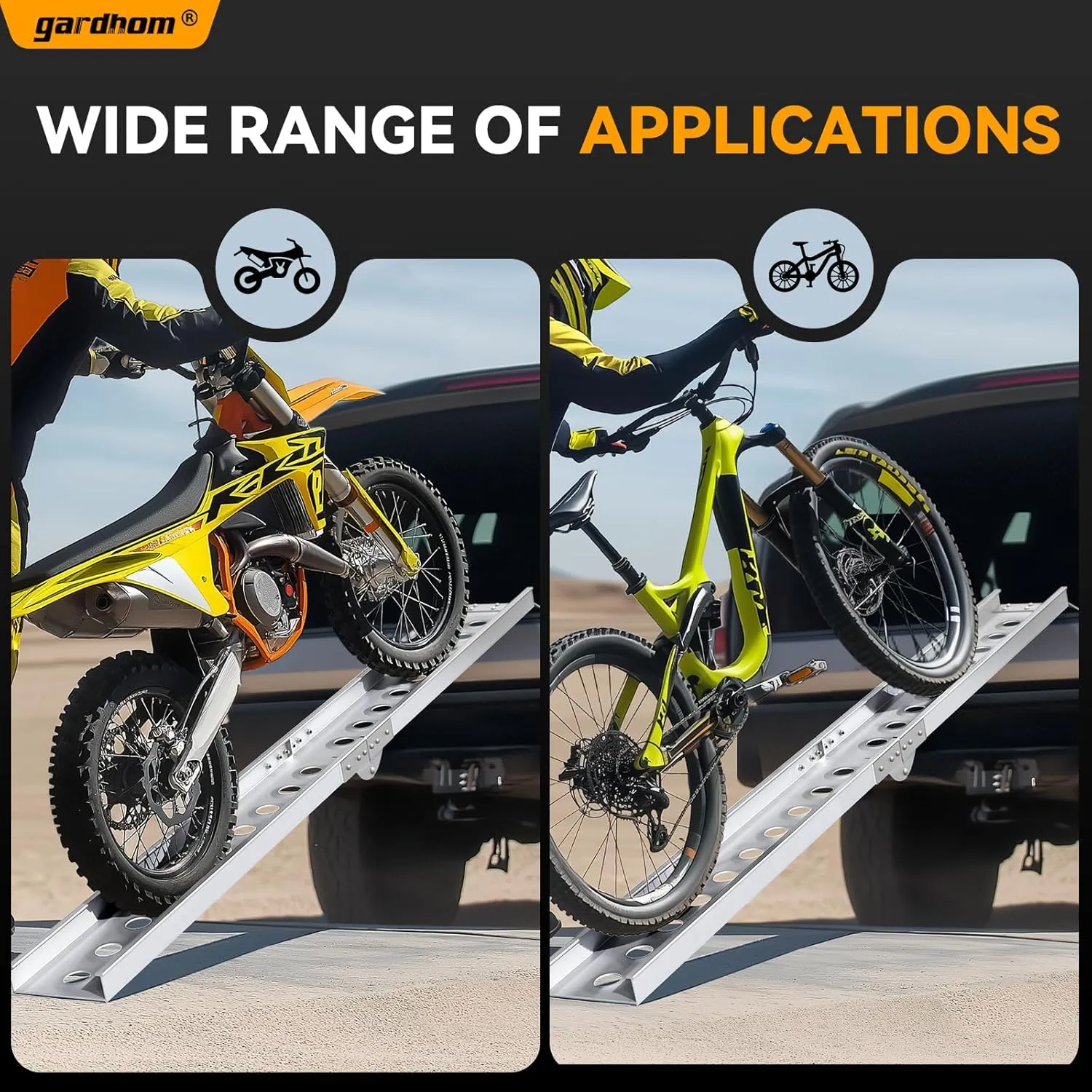 gardhom Folding Motorcycle Ramp Dirt Bike Ramp Aluminum Motorcycle Carrier Mount 440 lbs Capacity Motorcycle Loading Ramps for Car Tailgat Pickups Trucks