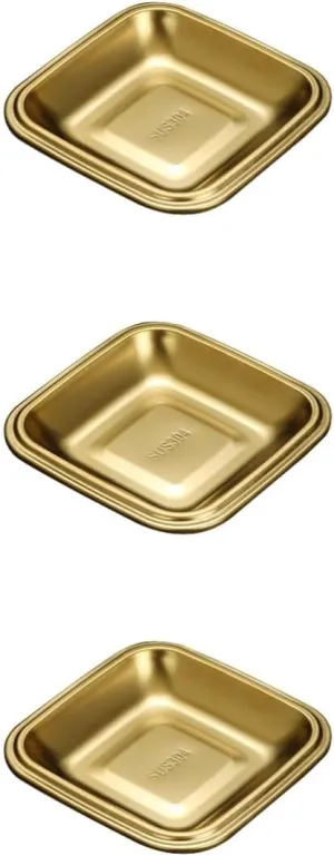 Garneck 3pcs Stainless Steel Square Plate Box Dinner Plate Dishes for Camping Restaurant