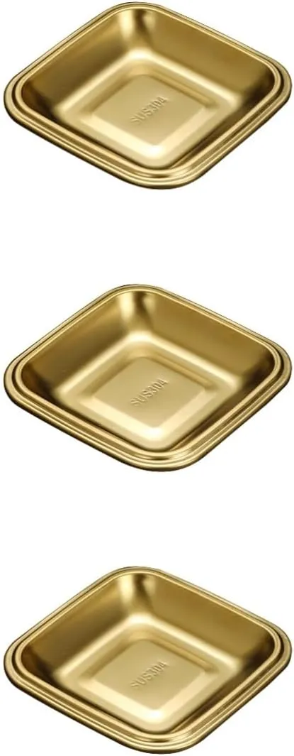 Garneck 3pcs Stainless Steel Square Plate Box Dinner Plate Dishes for Camping Restaurant