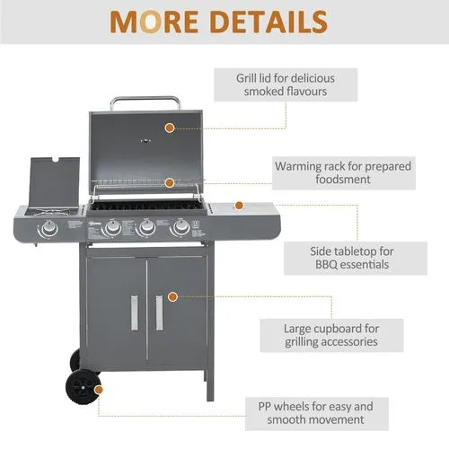 Gas Barbecue Grill – 3 1 Burner with Large Cooking Area