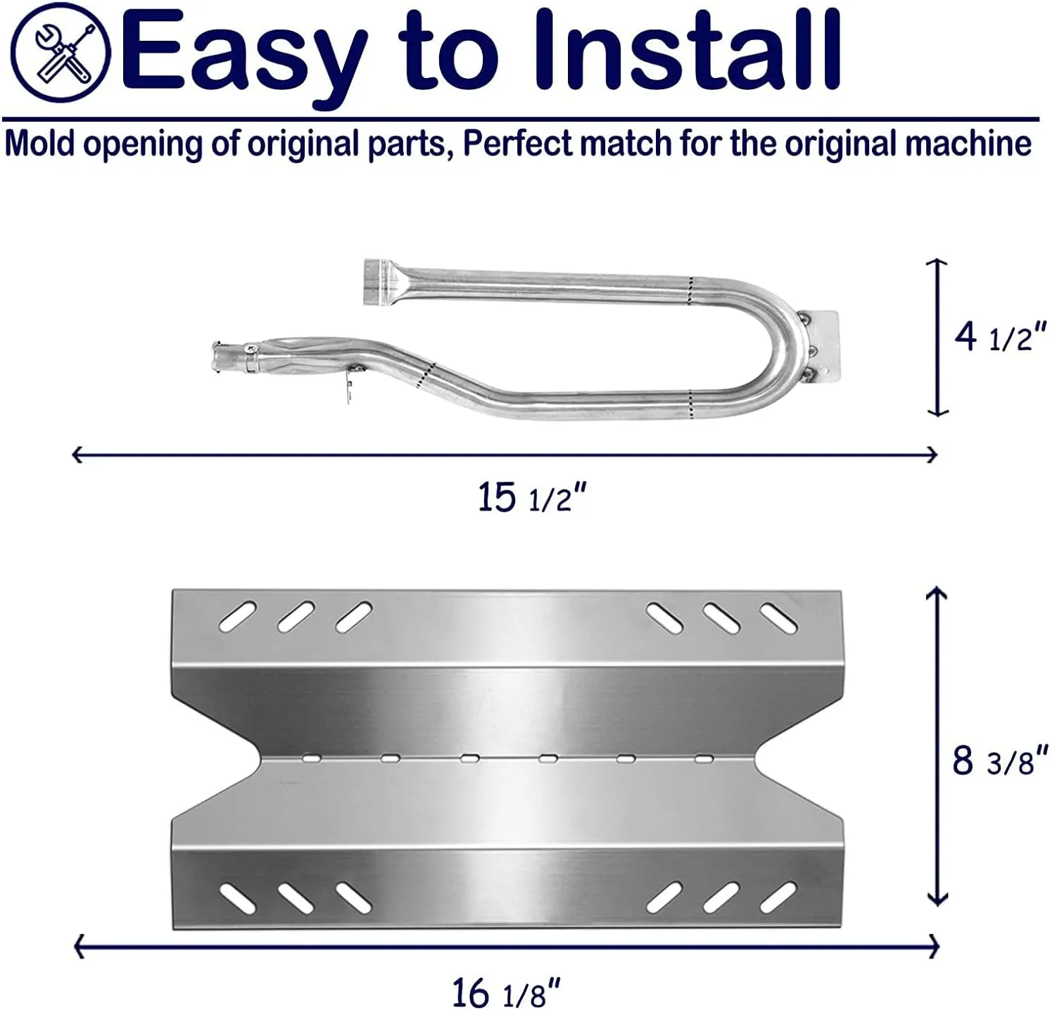 Gas Burners Tube Heat Plate Stainless Steel BBQ Grill Replacement Parts for Members Mark BQ05046-6, BBQ Pro BQ05041-28, BQ51009, Sam's Club, Outdoor Gourmet