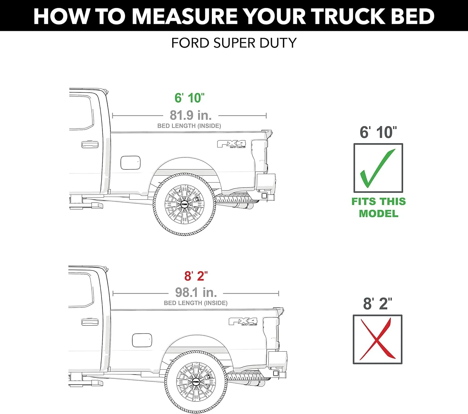 Gator FX Hard Quad-Fold Truck Bed Tonneau Cover | 8828330 | Fits 2017 - 2025 Ford Super Duty 6' 10" Bed (81.9")