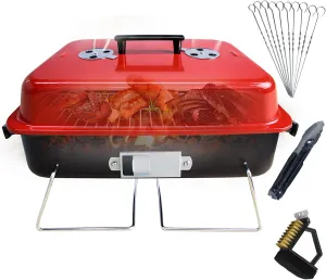 GEERTOP Barbecue Grill Charcoal with Lid Portable Folding Small BBQ Grill for Outdoor Grilling Cooking Camping Hiking Picnics Tailgating Backpacking Party