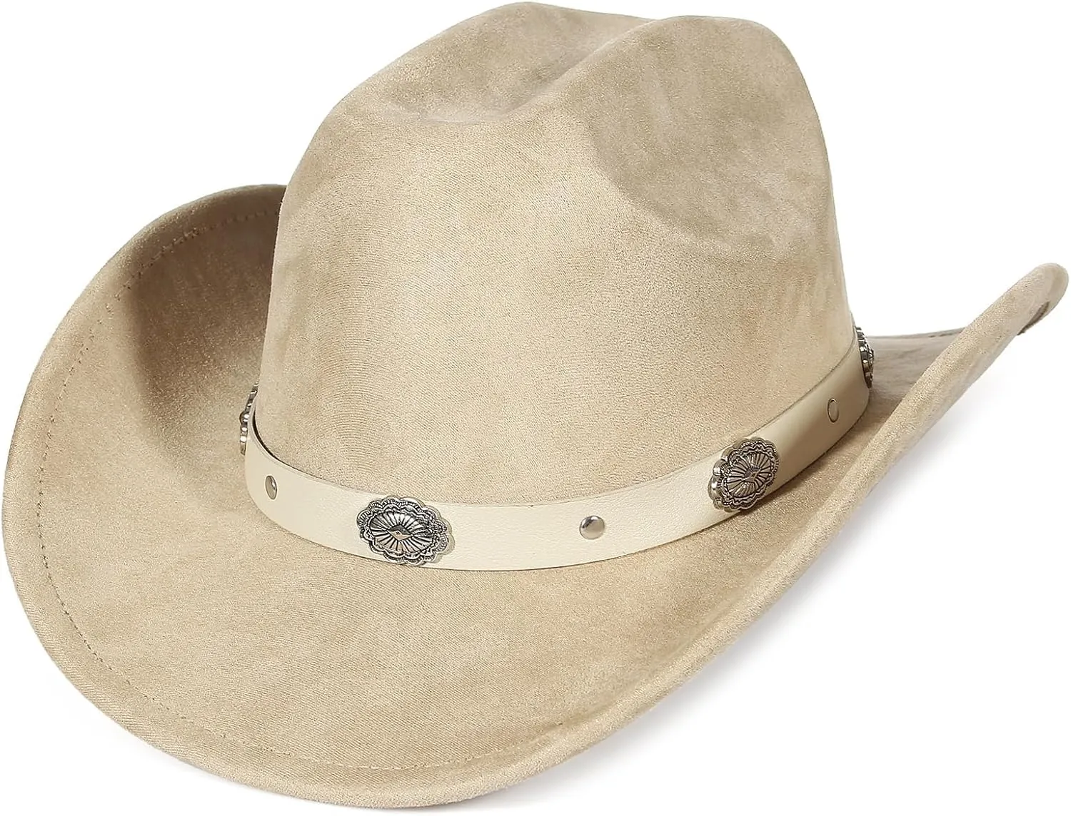 GEMVIE Suede Cowboy Hat for Men Women Roll up Brim Cowgirl Hat Classic Country Cowboy Hat