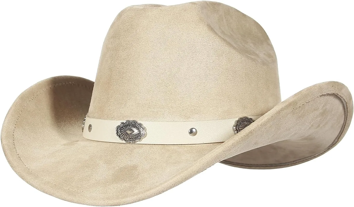 GEMVIE Suede Cowboy Hat for Men Women Roll up Brim Cowgirl Hat Classic Country Cowboy Hat
