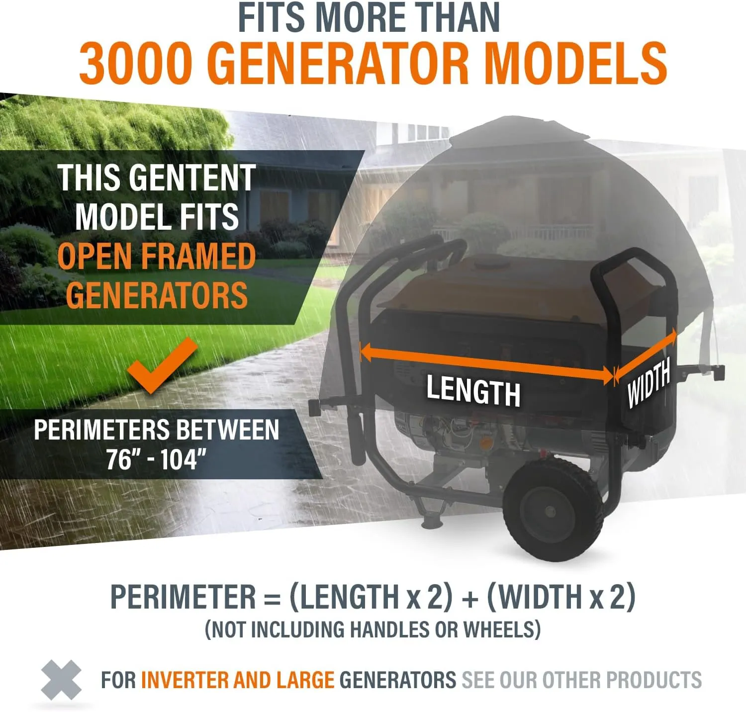 GenTent Generator Running Cover - Universal Kit (Standard, Black) - for Open Frame Generators
