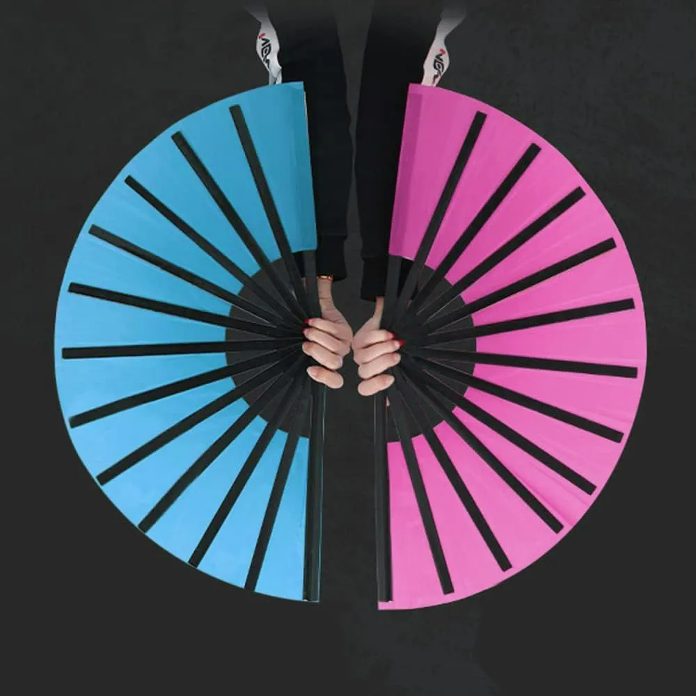 Gionforsy 4pcs Clap Fan Fabric Large Folding Fan Chinese Tai Chi Fan Set Decorative Folding Hand Fan for Festival Dance Party (Pink)