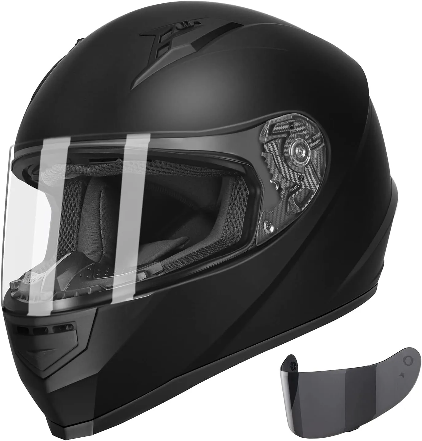 GLX GX11 Compact Motorcycle Helmet - Matte Black, X-Large - Full Face w/ Tinted Visor, DOT Approved