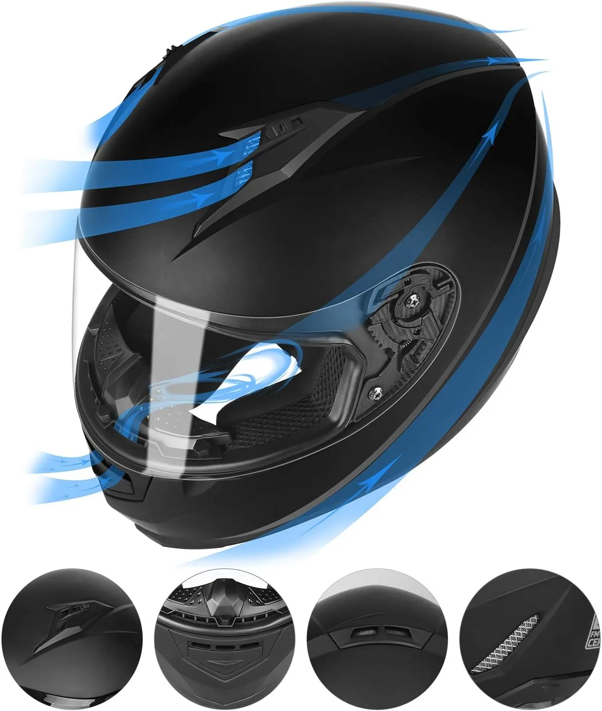 GLX GX11 Compact Motorcycle Helmet - Matte Black, X-Large - Full Face w/ Tinted Visor, DOT Approved