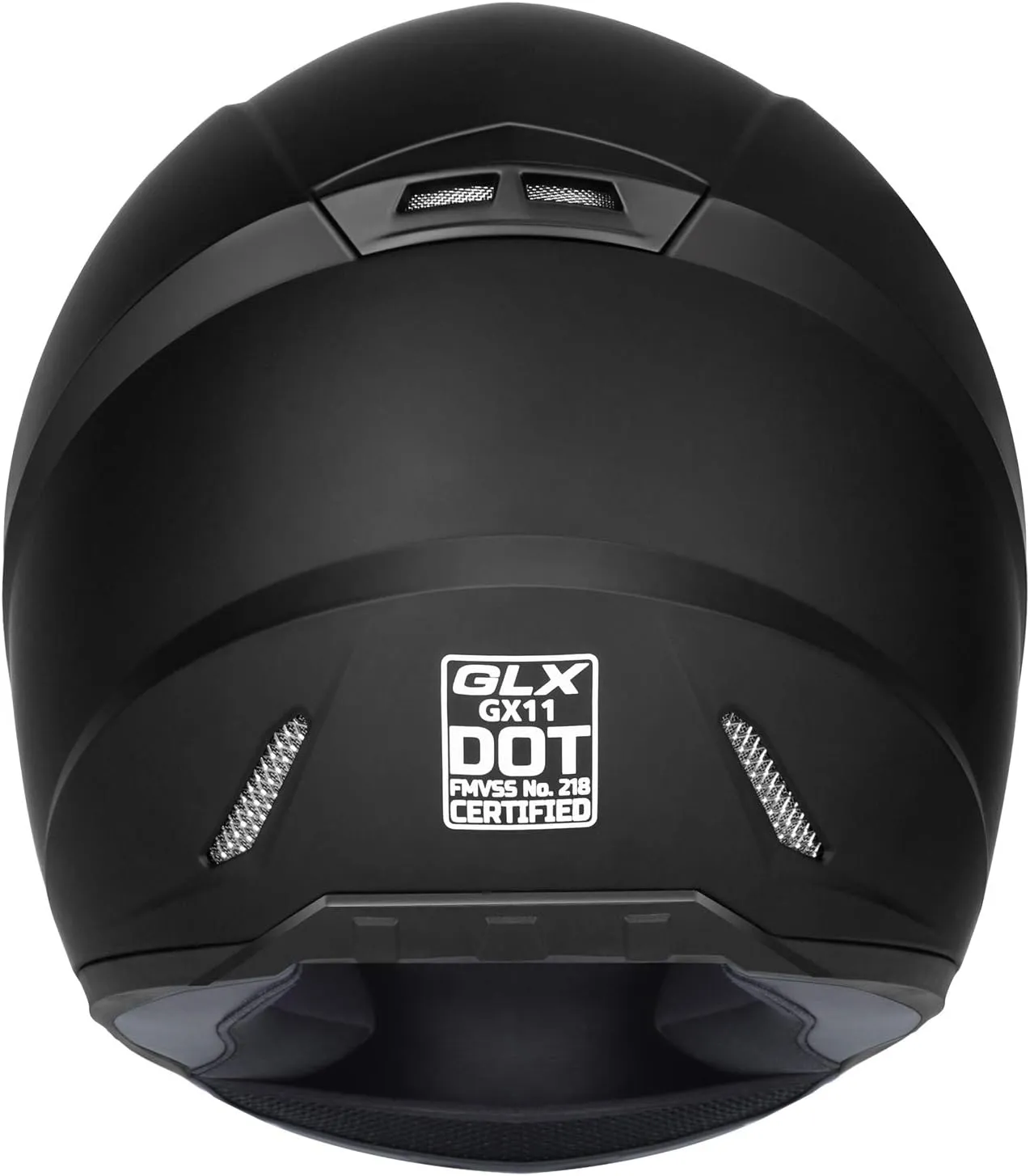 GLX GX11 Compact Motorcycle Helmet - Matte Black, X-Large - Full Face w/ Tinted Visor, DOT Approved