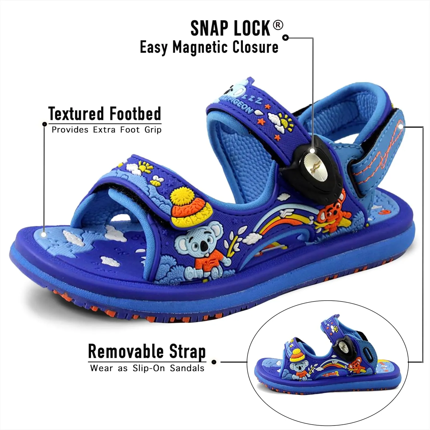 Gold Pigeon Shoes SIGNATURE Easy Snap Buckle Unisex -Child Outdoor Water Sandal for Kids Toddler Boys Girls