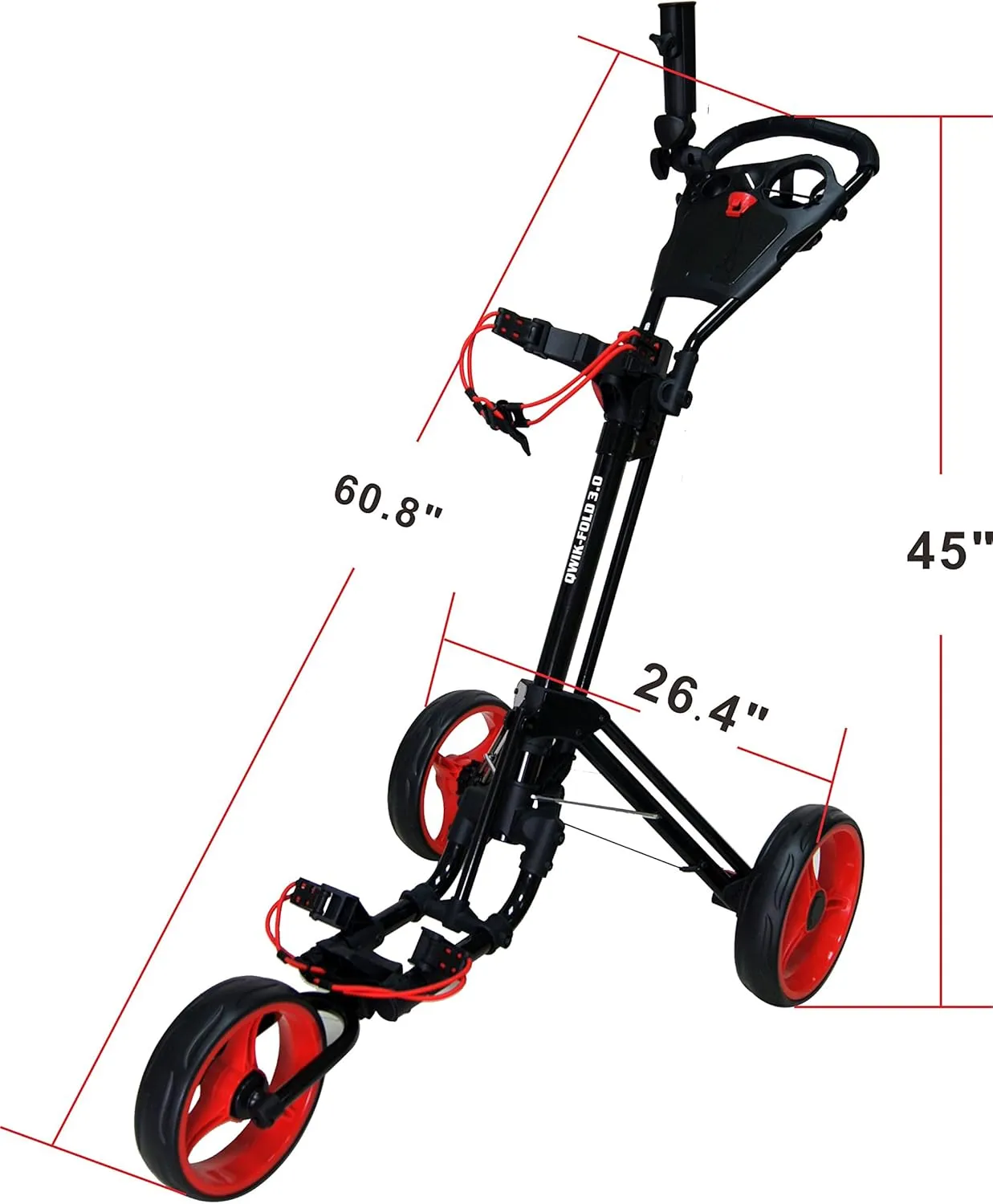 Golf Push Cart 3 Wheel with Foot Brake – 1-Second Fold/Unfold, Adjustable Handle, Umbrella Holder, Beverage Compartment & Storage | Lightweight Aircraft-Grade Aluminum Frame