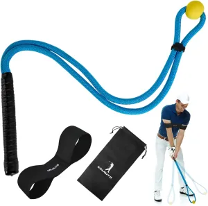 Golf Rope Swing Trainer Set-Golf Swing Training Aid,Improved Golfers Swing and Master Tempo,Golf Gifts for Men Golfers,Included Swing Correcting Arm Band&Rope Trainer with Weighted Ball