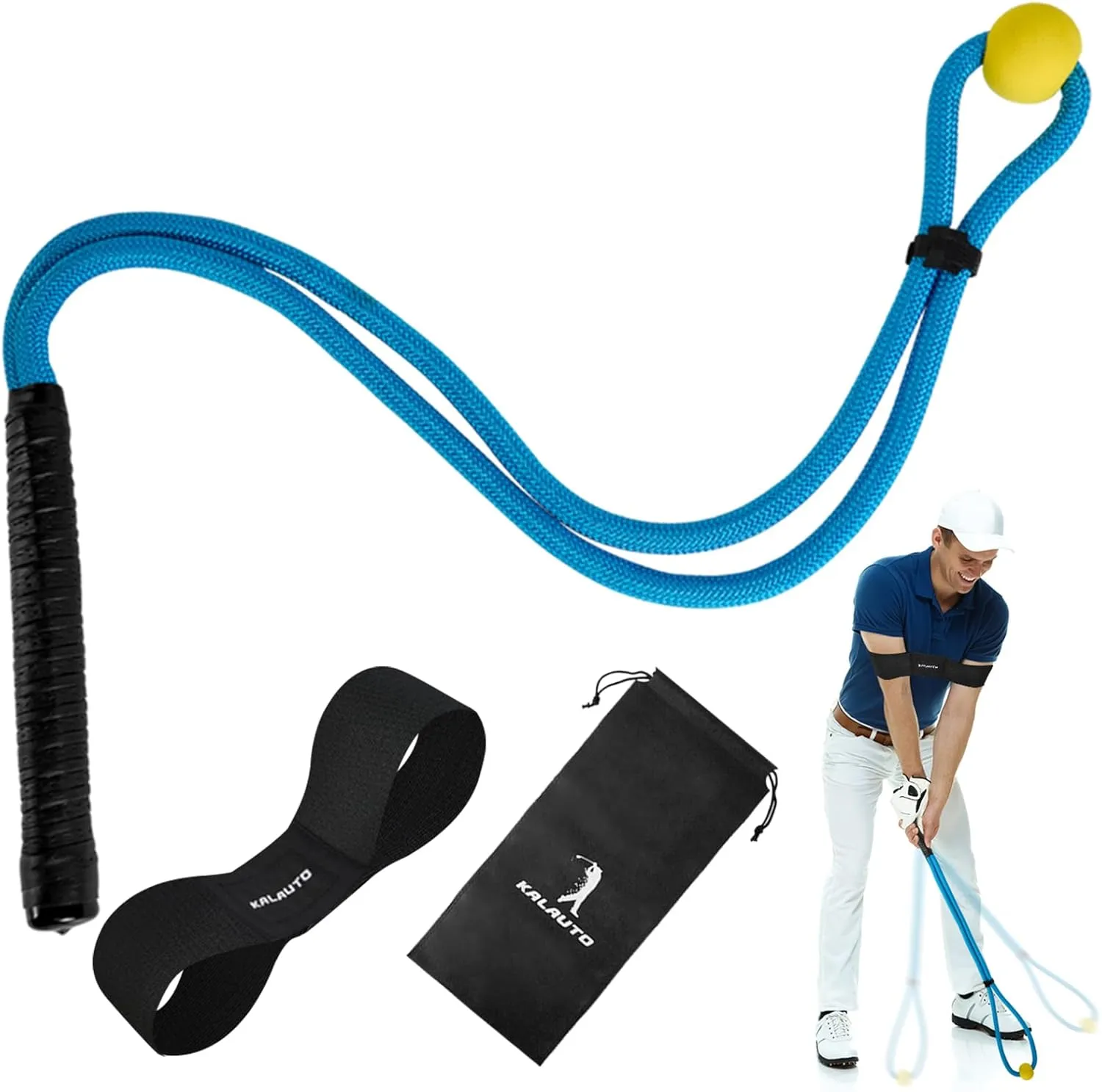 Golf Rope Swing Trainer Set-Golf Swing Training Aid,Improved Golfers Swing and Master Tempo,Golf Gifts for Men Golfers,Included Swing Correcting Arm Band&Rope Trainer with Weighted Ball