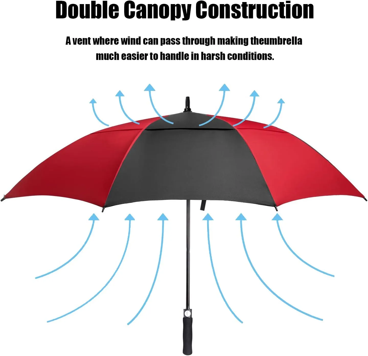 Golf Umbrella Large 58/62/68 Inch Automatic Open Golf Umbrella Extra Large Oversize Double Canopy Vented Umbrella Windproof Waterproof for Men and Women