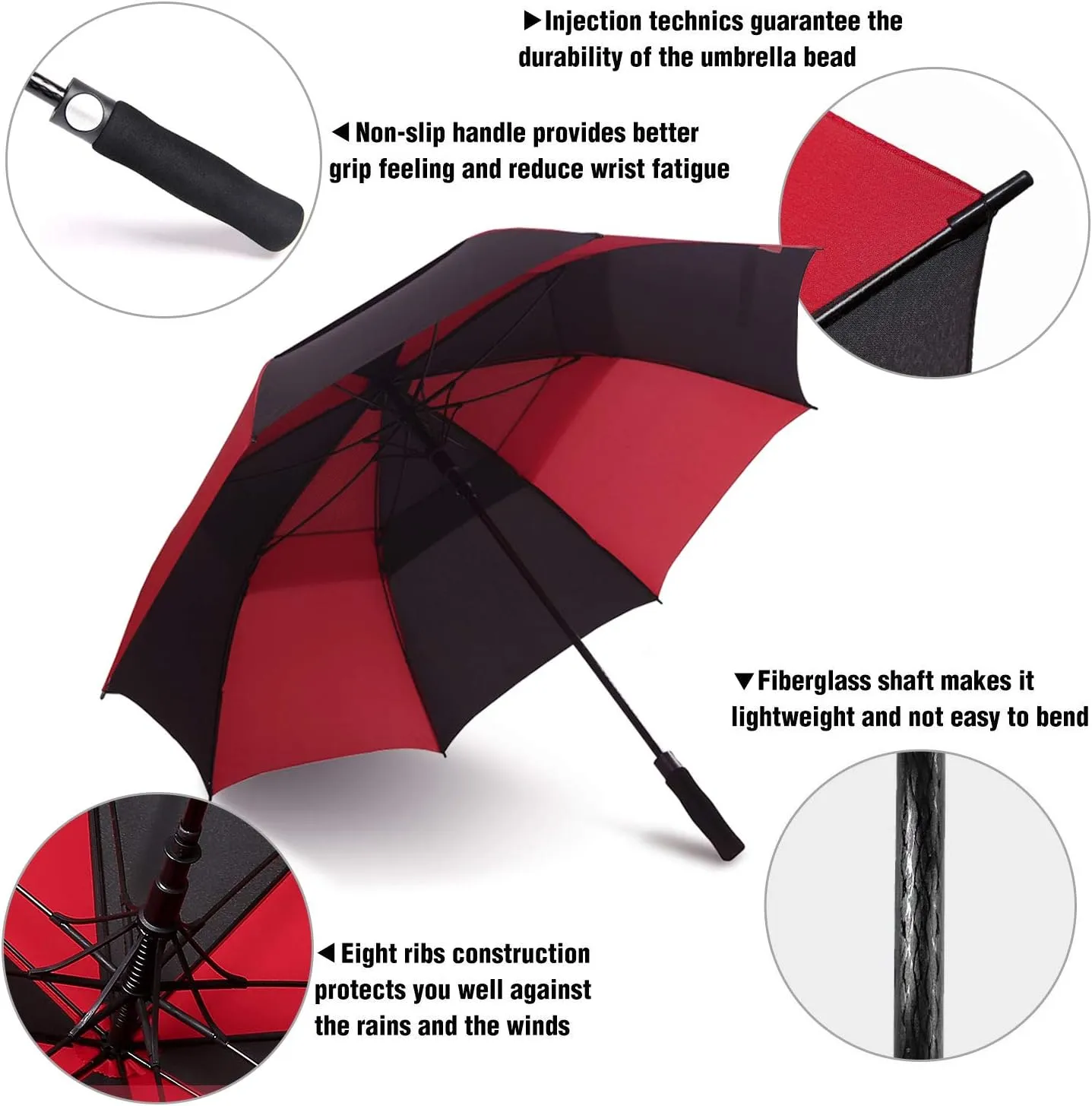Golf Umbrella Large 58/62/68 Inch Automatic Open Golf Umbrella Extra Large Oversize Double Canopy Vented Umbrella Windproof Waterproof for Men and Women