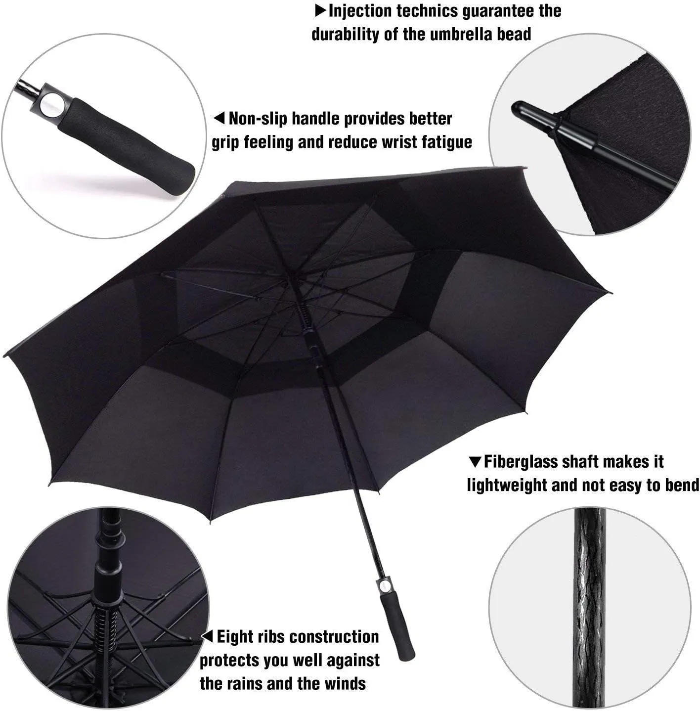 Golf Umbrella Large 58/62/68 Inch Automatic Open Golf Umbrella Extra Large Oversize Double Canopy Vented Umbrella Windproof Waterproof for Men and Women