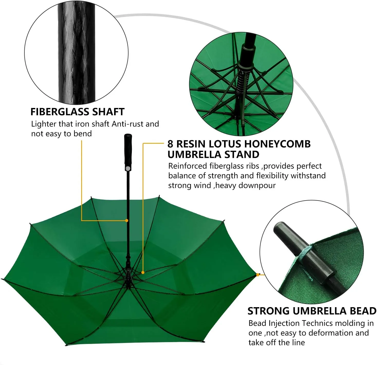 Golf Umbrella Large 58/62/68 Inch Automatic Open Golf Umbrella Extra Large Oversize Double Canopy Vented Umbrella Windproof Waterproof for Men and Women