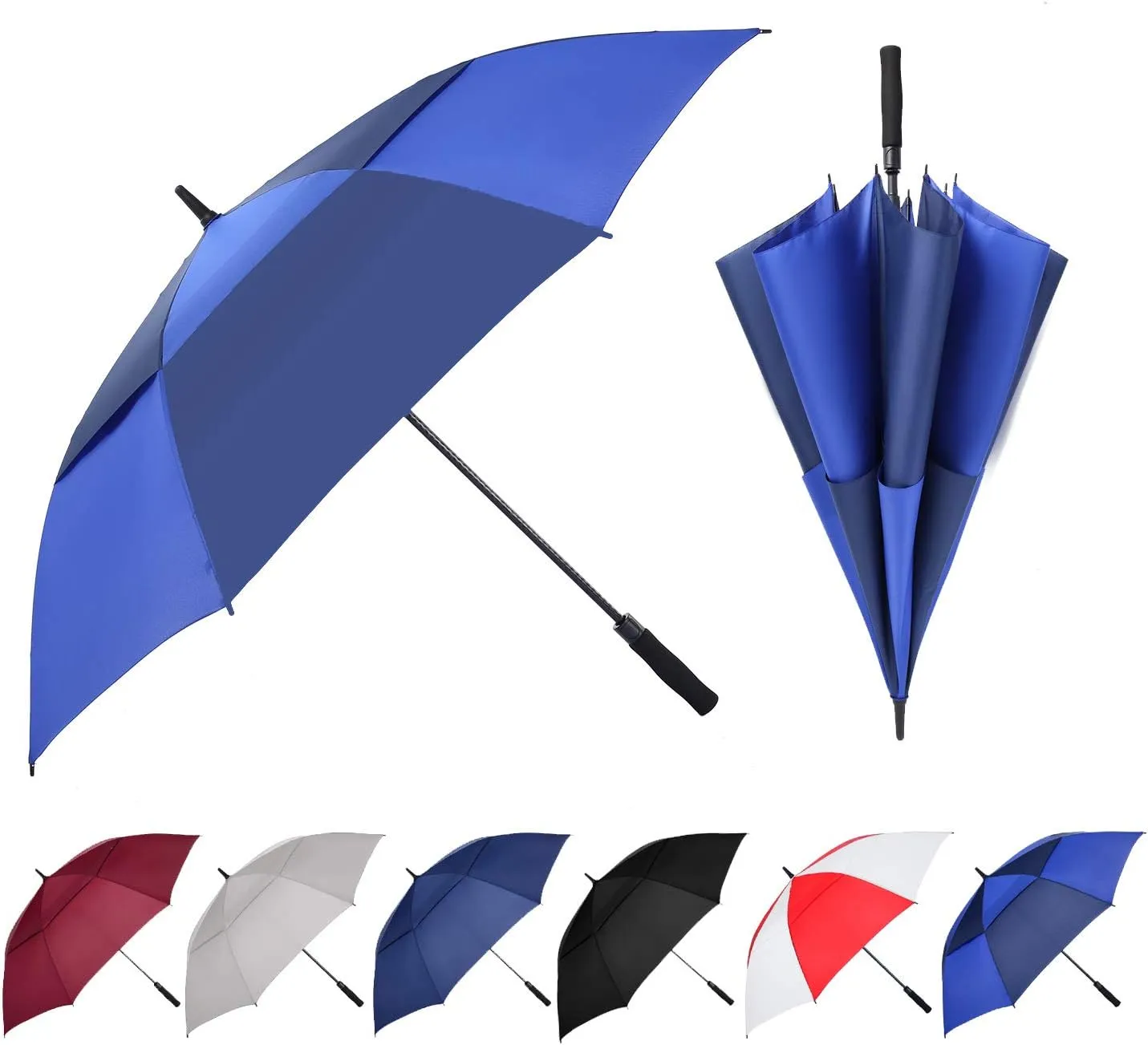 Golf Umbrella Large 62/68/72 Inch, Extra Large Oversize Double Canopy Vented Windproof Waterproof Umbrella, Automatic Open Golf Umbrella for Men and Women and Family.