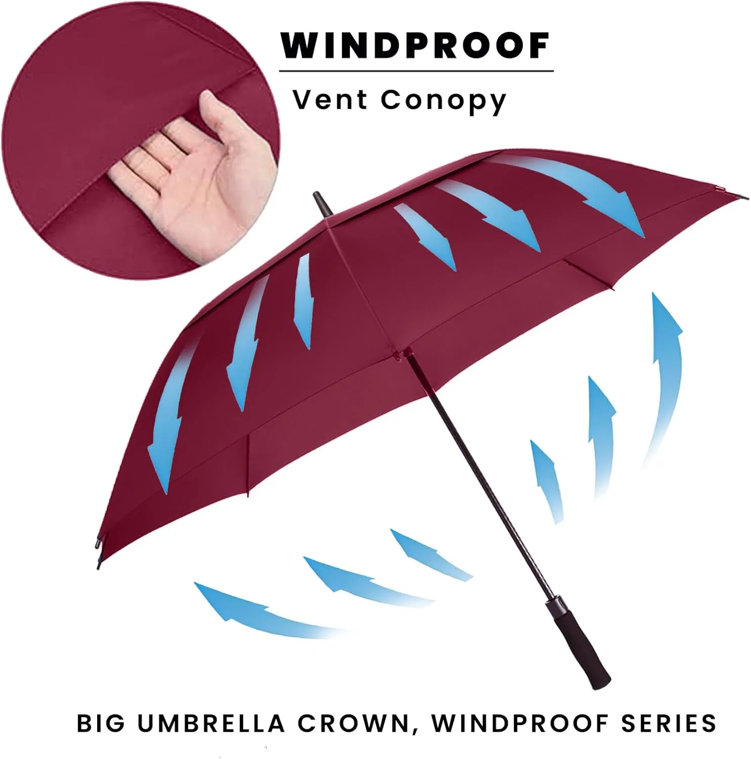 Golf Umbrella Large 62/68/72 Inch, Extra Large Oversize Double Canopy Vented Windproof Waterproof Umbrella, Automatic Open Golf Umbrella for Men and Women and Family.