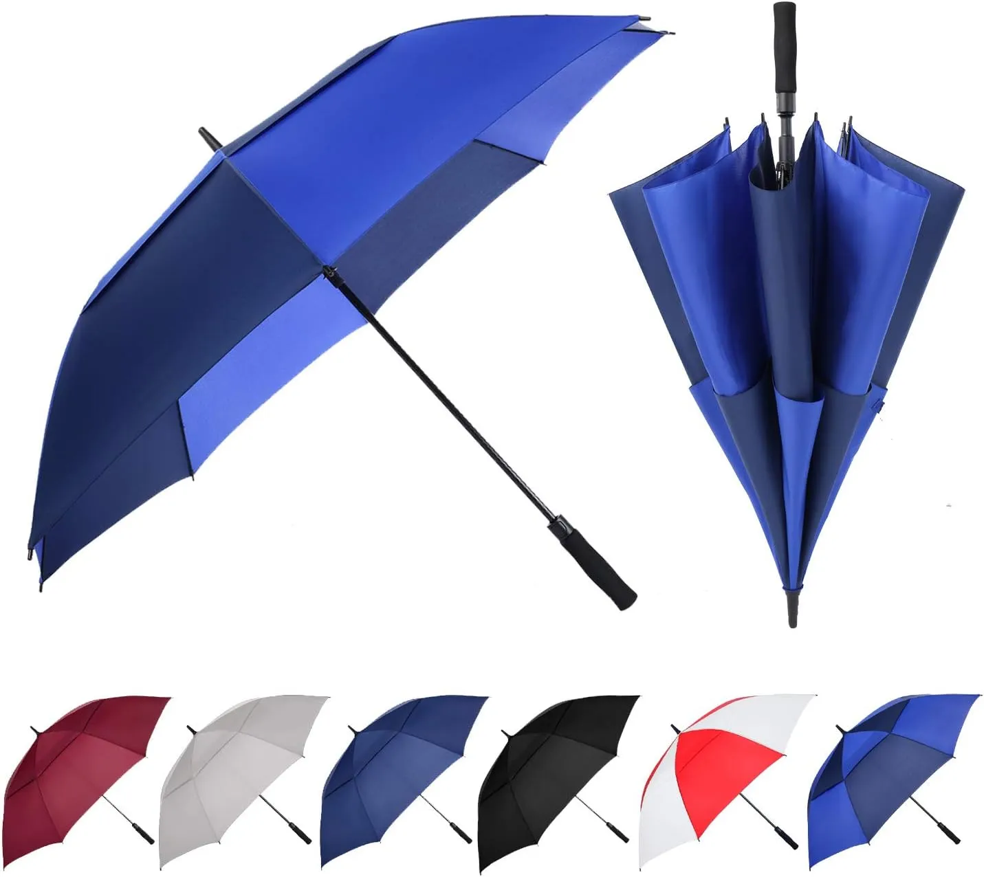 Golf Umbrella Large 62/68/72 Inch, Extra Large Oversize Double Canopy Vented Windproof Waterproof Umbrella, Automatic Open Golf Umbrella for Men and Women and Family.