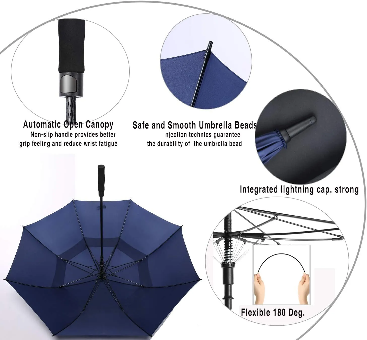 Golf Umbrella Large 62/68/72 Inch, Extra Large Oversize Double Canopy Vented Windproof Waterproof Umbrella, Automatic Open Golf Umbrella for Men and Women and Family.