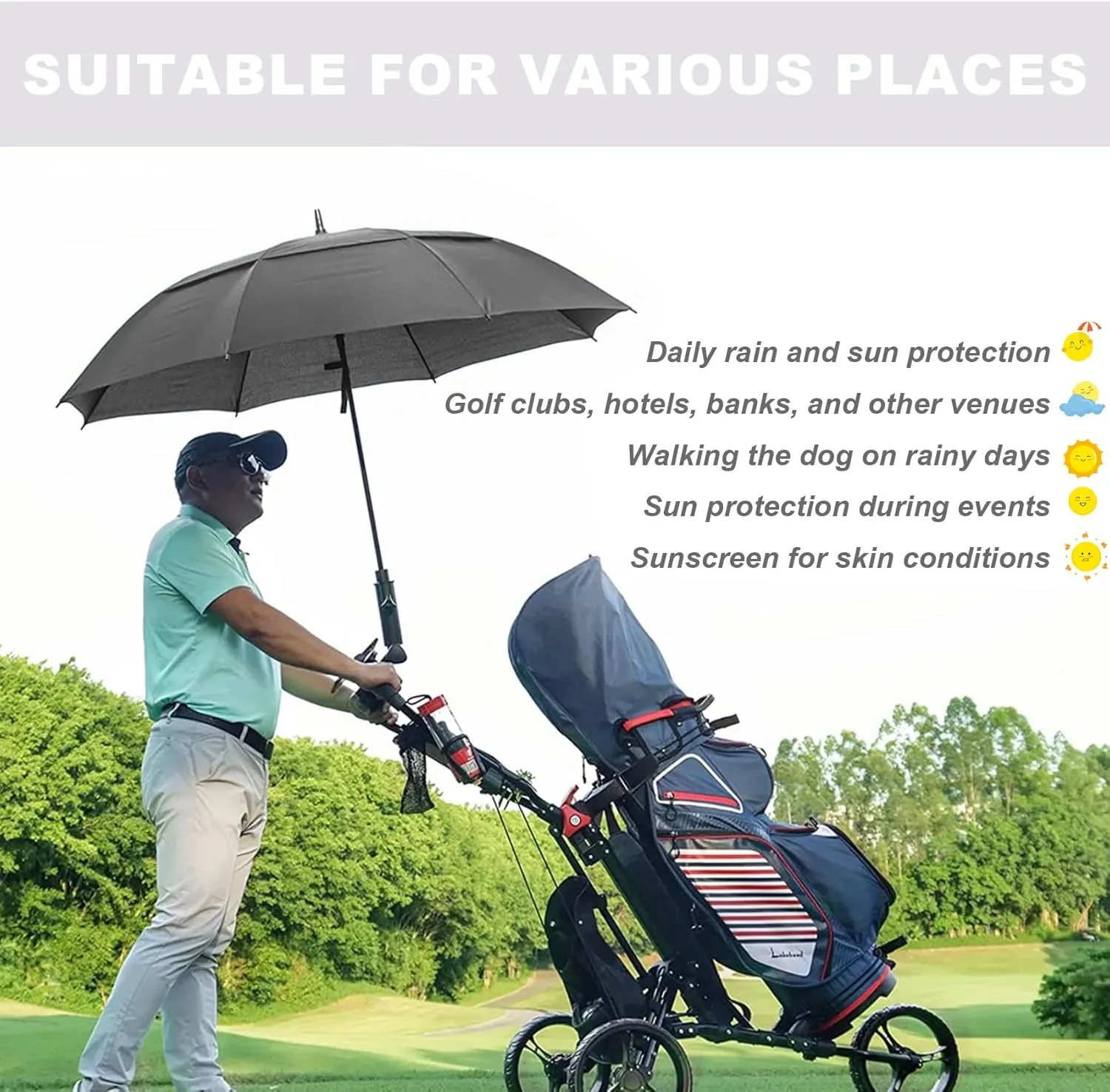 Golf Umbrella Large 62/68/72 Inch, Extra Large Oversize Double Canopy Vented Windproof Waterproof Umbrella, Automatic Open Golf Umbrella for Men and Women and Family.