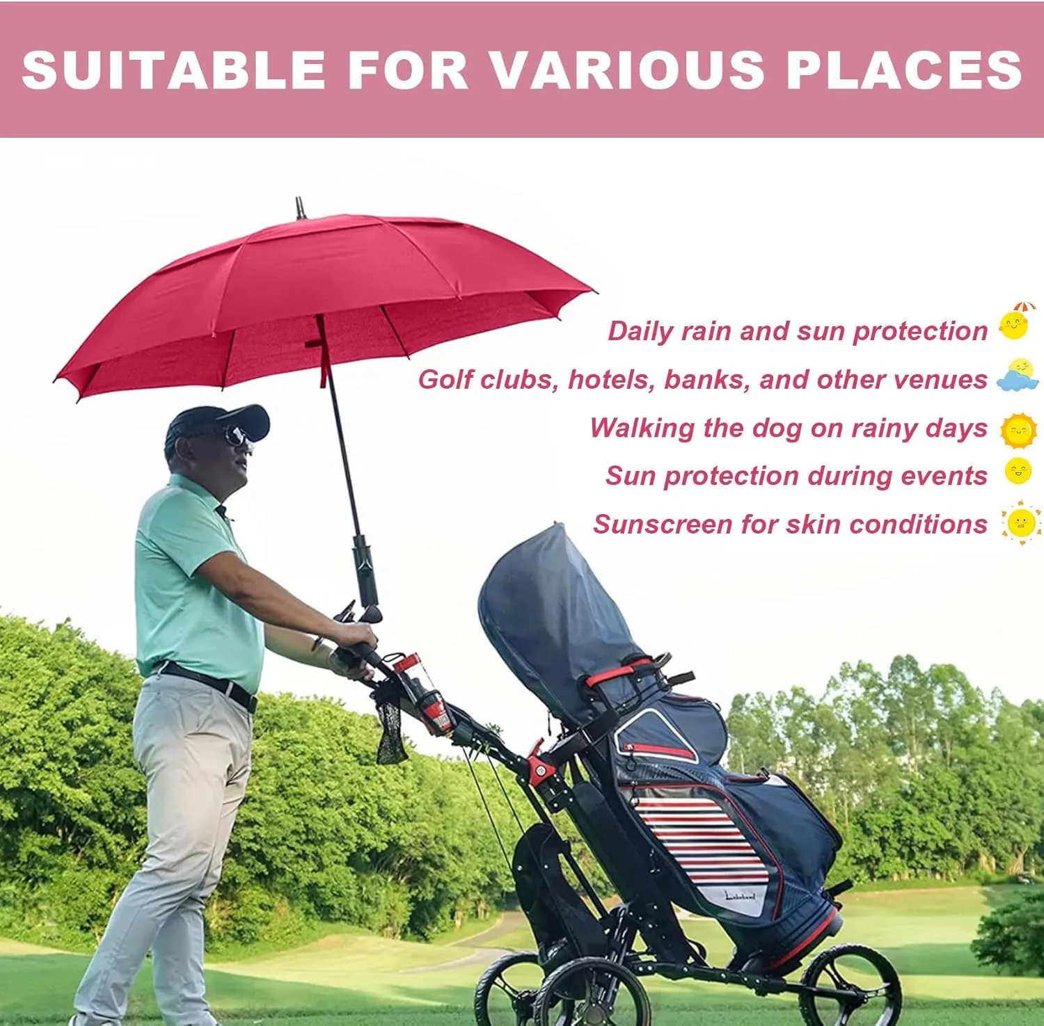 Golf Umbrella Large 62/68/72 Inch, Extra Large Oversize Double Canopy Vented Windproof Waterproof Umbrella, Automatic Open Golf Umbrella for Men and Women and Family.