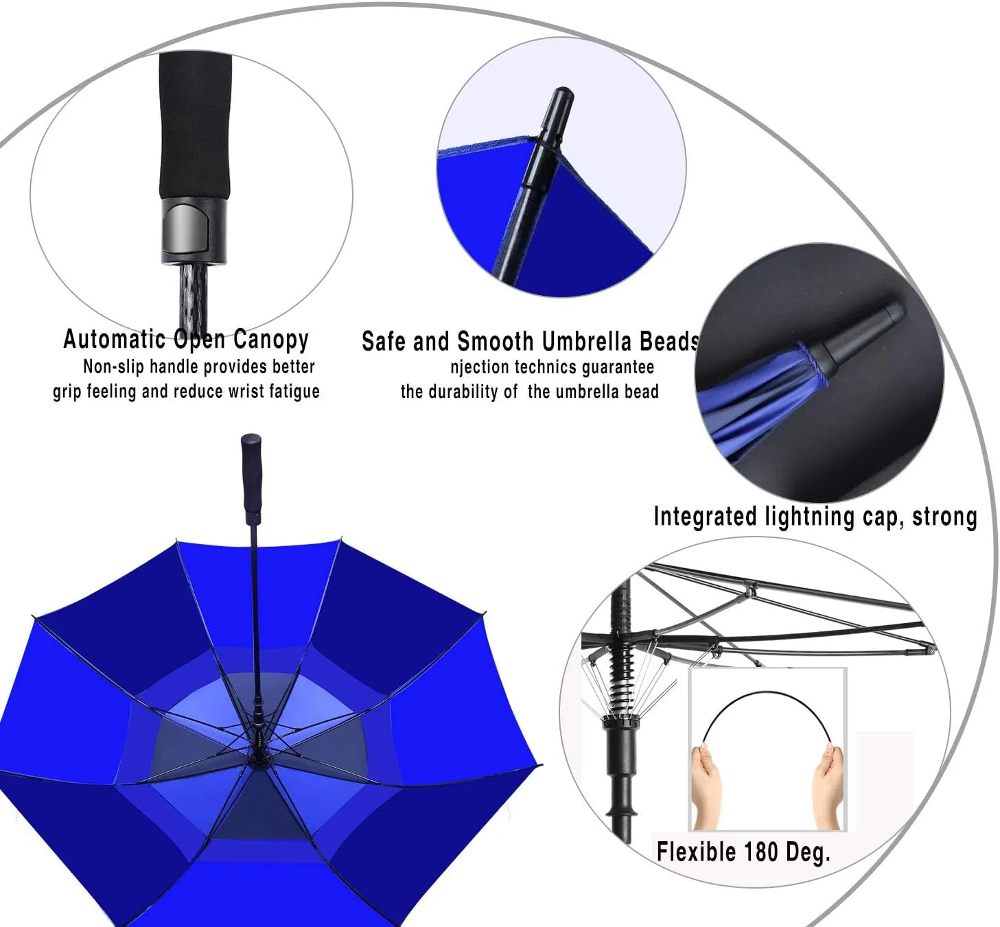 Golf Umbrella Large 62/68/72 Inch, Extra Large Oversize Double Canopy Vented Windproof Waterproof Umbrella, Automatic Open Golf Umbrella for Men and Women and Family.