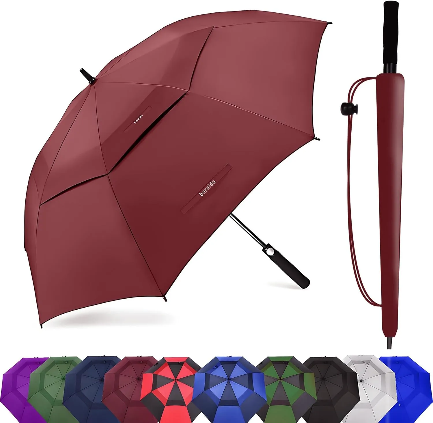 Golf Umbrella Large 62/68/72 Inch, Extra Large Oversize Double Canopy Vented Windproof Waterproof Umbrella, Automatic Open Golf Umbrella for Men and Women and Family.