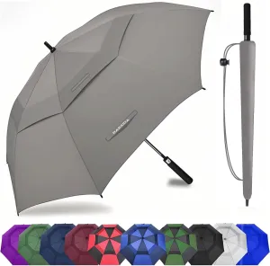 Golf Umbrella Large 62/68/72 Inch, Extra Large Oversize Double Canopy Vented Windproof Waterproof Umbrella, Automatic Open Golf Umbrella for Men and Women and Family.