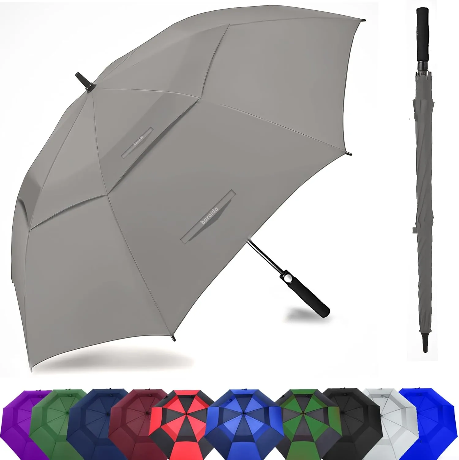Golf Umbrella Large 62/68/72 Inch, Extra Large Oversize Double Canopy Vented Windproof Waterproof Umbrella, Automatic Open Golf Umbrella for Men and Women and Family.