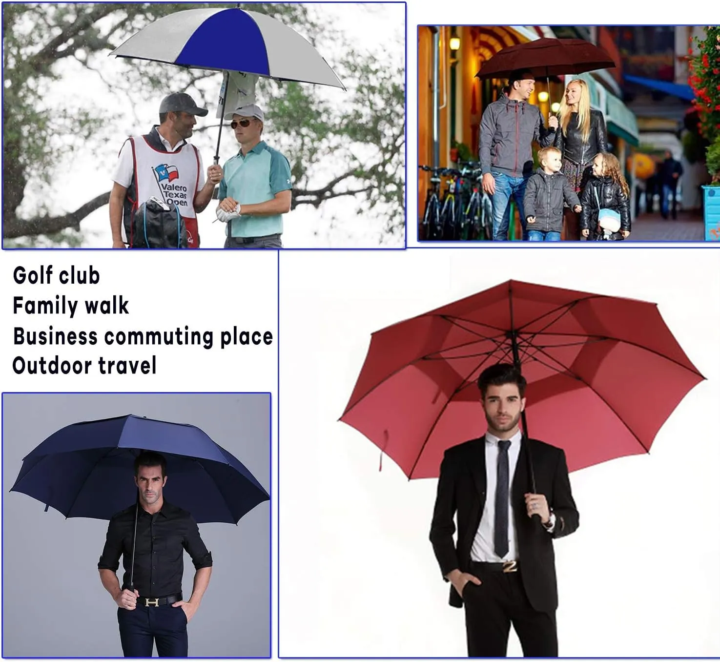 Golf Umbrella Large 62/68/72 Inch, Extra Large Oversize Double Canopy Vented Windproof Waterproof Umbrella, Automatic Open Golf Umbrella for Men and Women and Family.