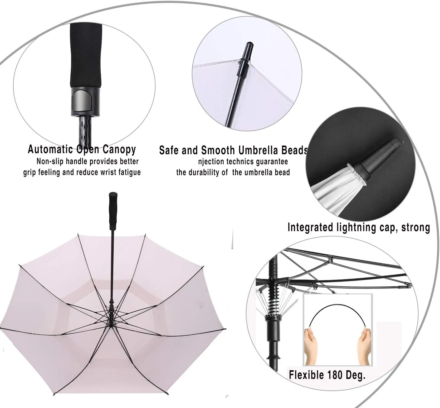 Golf Umbrella Large 62/68/72 Inch, Extra Large Oversize Double Canopy Vented Windproof Waterproof Umbrella, Automatic Open Golf Umbrella for Men and Women and Family.