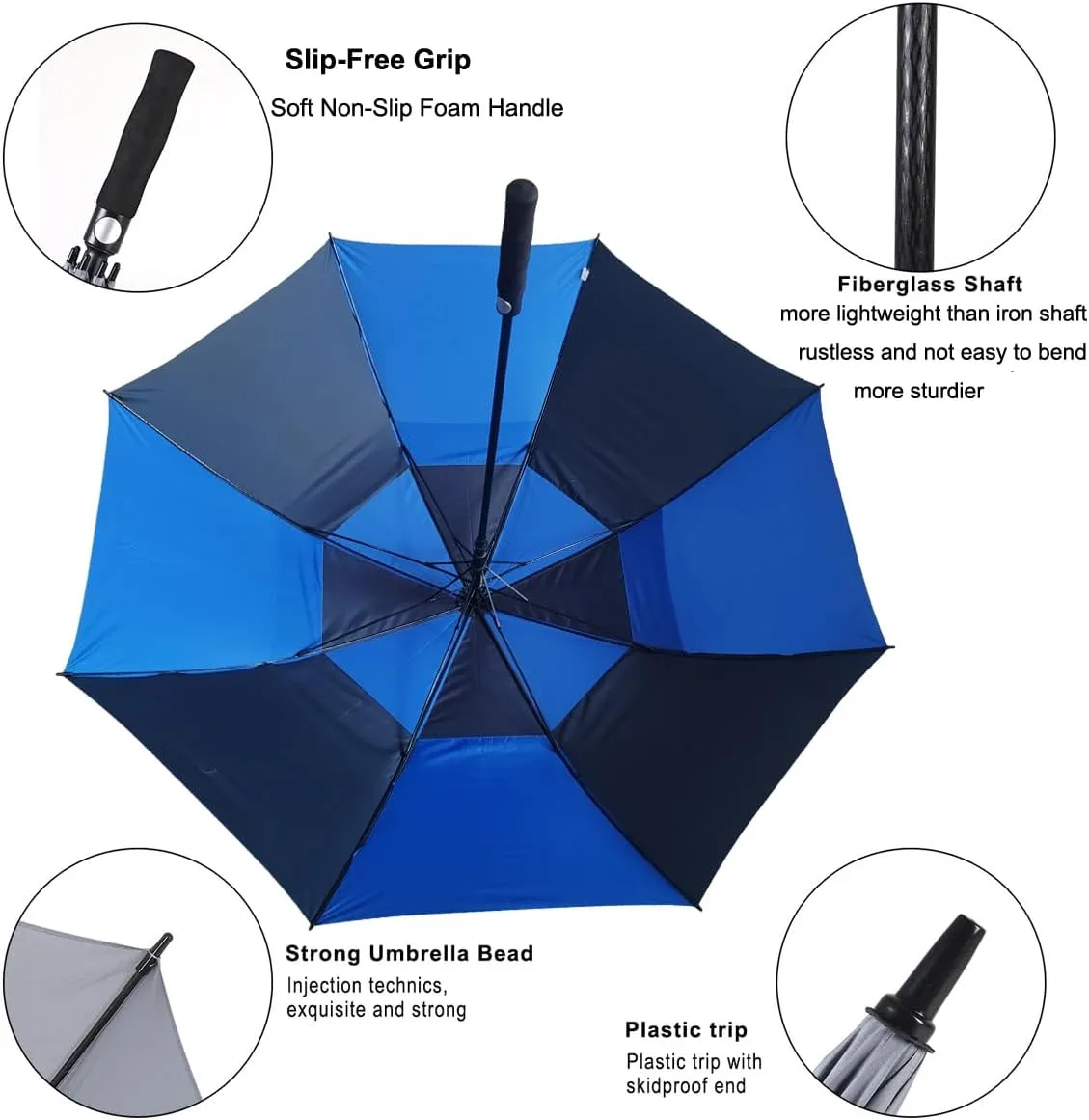 golf umbrella large oversize 68 inches air vent double canopy windproof automatic straight rain umbrellas for men and women